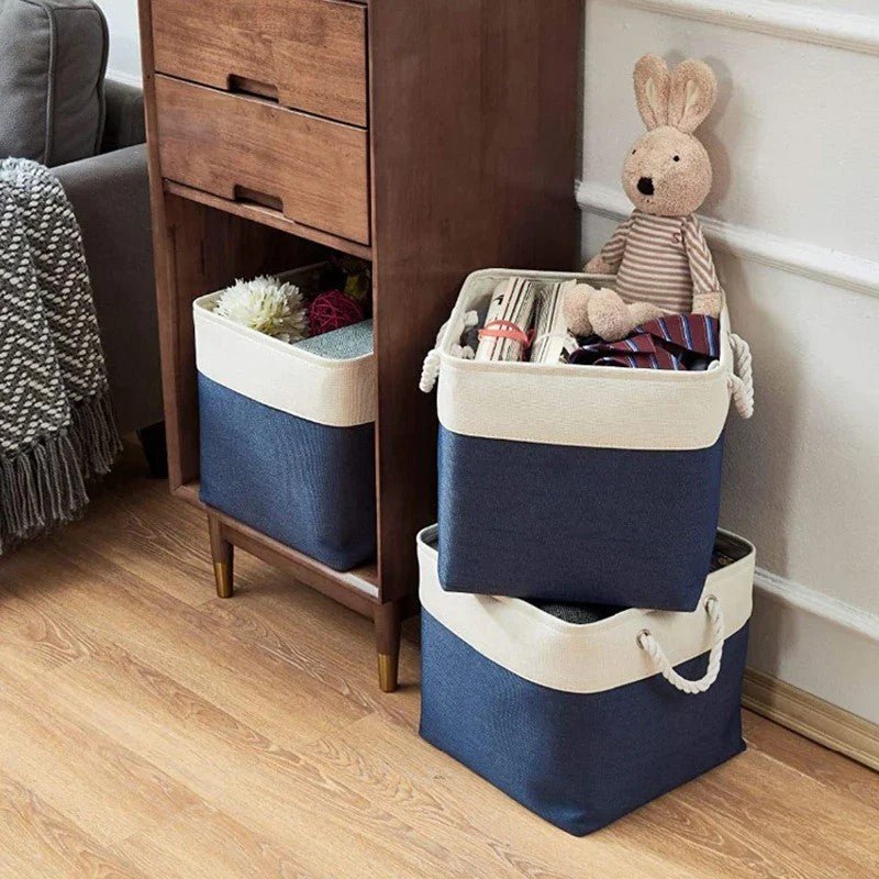 Panier à Linge - LingeBox™ - Blanc & Bleu - Univers Maison