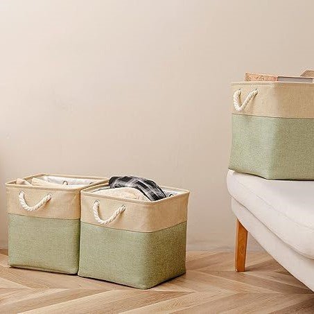 Panier à Linge - LingeBox™ - Beige & Vert - Univers Maison